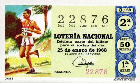 Décimo de Lotería Nacional de 1968 Sorteo 3 - CROSS