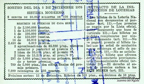 Reverso décimo de Lotería 1970 / 34