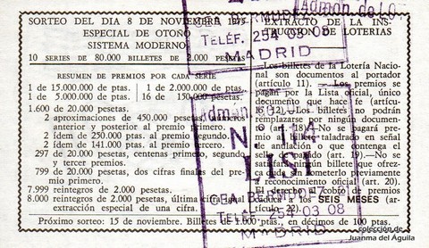 Reverso décimo de Lotería 1975 / 43