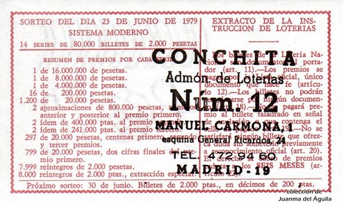 Reverso décimo de Lotería 1979 / 24