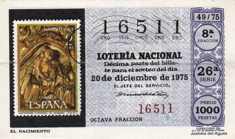 Décimo de Lotería Nacional de 1975 Sorteo 49 - EL NACIMIENTO