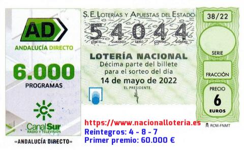 en casa Dispuesto Merecer LOTERIA NACIONAL Sábado 14 de Mayo de 2022 - Comprobar Lotería Nacional