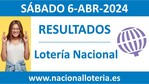 Vídeo con el resultado de la loteria nacional de hoy Sábado 6 de Abril de 2024