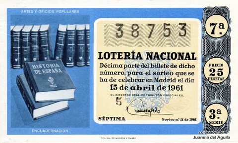 Décimo de Lotería 1961 / 11