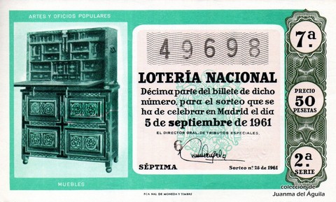 Décimo de Lotería 1961 / 25
