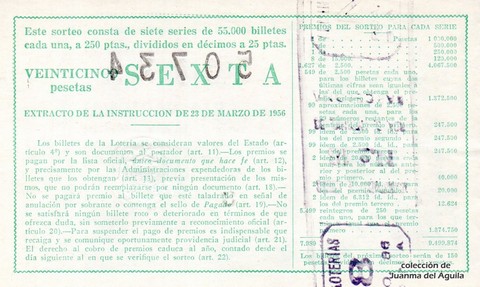 Reverso décimo de Lotería 1961 / 29