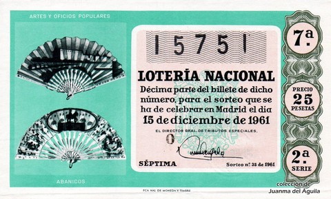 Décimo de Lotería 1961 / 35