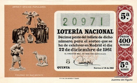 Décimo de Lotería 1961 / 36
