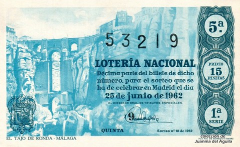 Décimo de Lotería 1962 / 18
