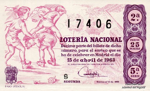 Décimo de Lotería Nacional de 1963 Sorteo 11 - PASO (PÍDOLA)