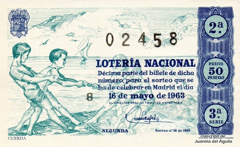 Décimo de Lotería Nacional de 1963 Sorteo 14 - CUERDA