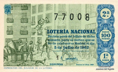 Décimo de Lotería Nacional de 1963 Sorteo 19 - EXPRESIONES DEL JUGADOR DE LA LOTERÍA