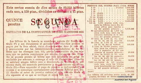 Reverso del décimo de Lotería Nacional de 1963 Sorteo 24