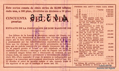 Reverso del décimo de Lotería Nacional de 1963 Sorteo 25