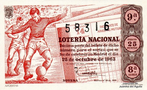 Décimo de Lotería Nacional de 1963 Sorteo 30 - APUESTAS