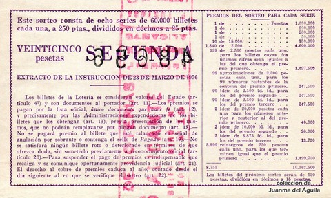 Reverso del décimo de Lotería Nacional de 1963 Sorteo 32