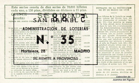 Reverso del décimo de Lotería Nacional de 1963 Sorteo 33