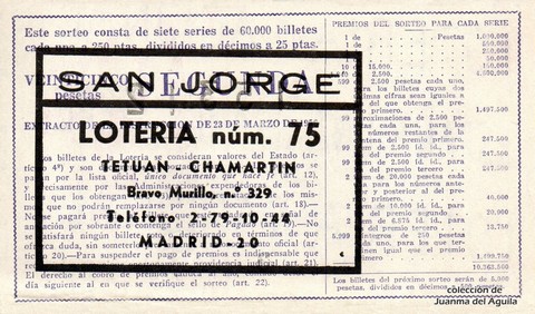 Reverso del décimo de Lotería Nacional de 1963 Sorteo 35
