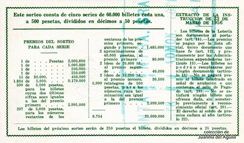 Reverso del décimo de Lotería Nacional de 1964 Sorteo 8