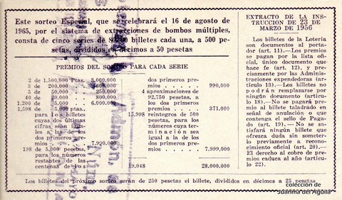Reverso décimo de Lotería 1965 / 23