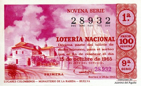 Décimo de Lotería 1965 / 29