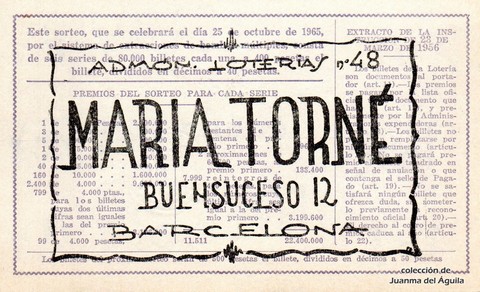 Reverso décimo de Lotería 1965 / 30