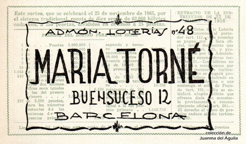 Reverso décimo de Lotería 1965 / 33
