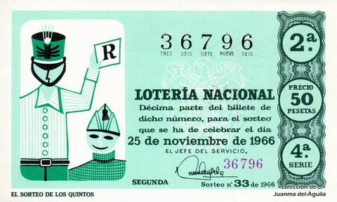 Décimo de Lotería 1966 / 33