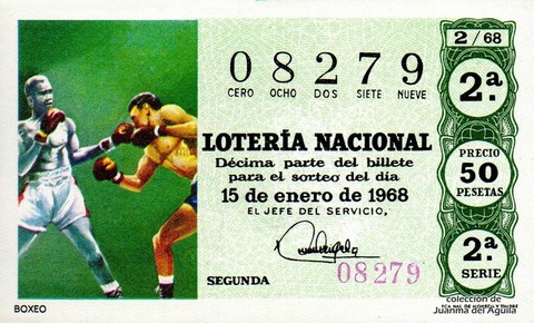 Décimo de Lotería Nacional de 1968 Sorteo 2 - BOXEO