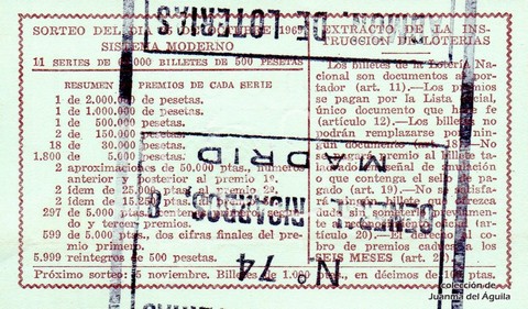 Reverso décimo de Lotería 1969 / 30