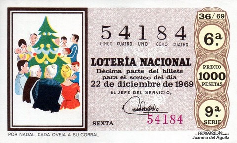 Décimo de Lotería 1969 / 36