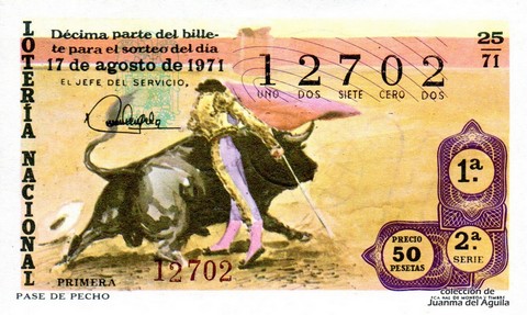 Décimo de Lotería 1971 / 25