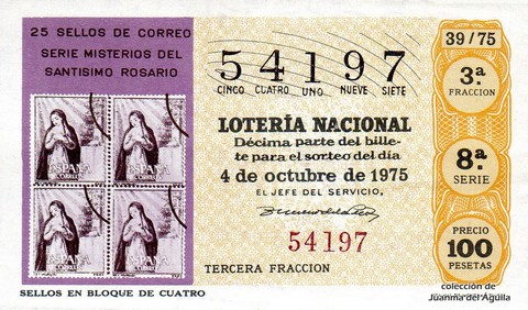 Décimo de Lotería 1975 / 39