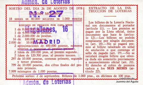 Reverso décimo de Lotería 1978 / 33