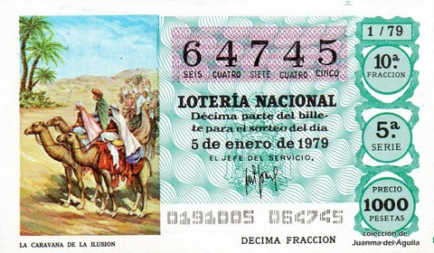 Décimo de Lotería Nacional de 1979 Sorteo 1 - LA CARAVANA DE LA ILUSION