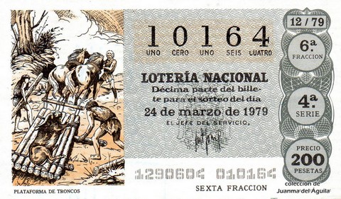 Décimo de Lotería Nacional de 1979 Sorteo 12 - PLATAFORMA DE TRONCOS
