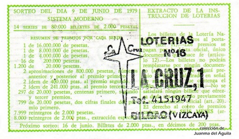 Reverso décimo de Lotería 1979 / 22