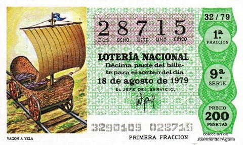 Décimo de Lotería Nacional de 1979 Sorteo 32 - VAGON A VELA