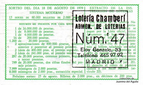 Reverso décimo de Lotería 1979 / 32