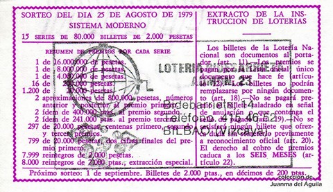 Reverso décimo de Lotería 1979 / 33