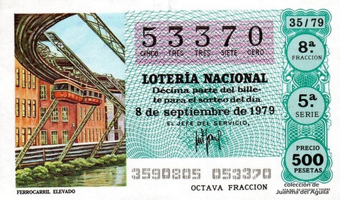 Décimo de Lotería Nacional de 1979 Sorteo 35 - FERROCARRIL ELEVADO