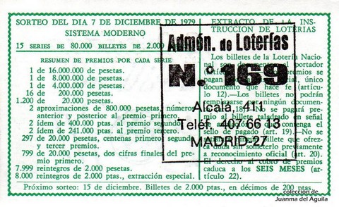 Reverso décimo de Lotería 1979 / 48