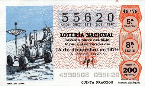 Décimo de Lotería Nacional de 1979 Sorteo 49 - VEHICULO LUNAR