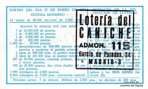 Reverso décimo de Lotería 1979 / 4