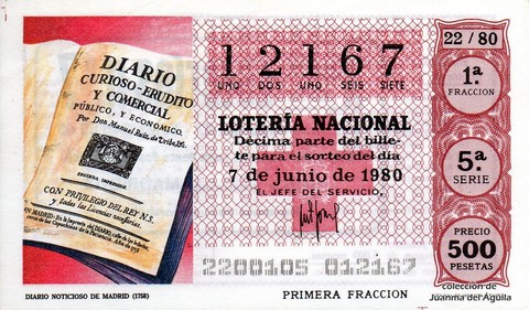 Décimo de Lotería 1980 / 22