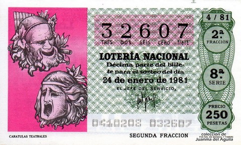 Décimo de Lotería Nacional de 1981 Sorteo 4 - CARATULAS TEATRALES