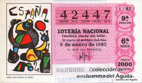 Décimo de Lotería Nacional de 1982 Sorteo 1 - CARTEL COPA MUNDIAL 82 . ESPAÑA