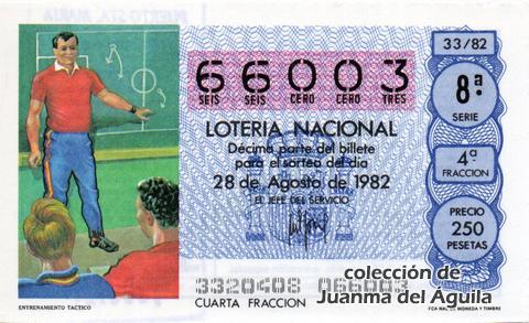 Décimo de Lotería Nacional de 1982 Sorteo 33 - ENTRENAMIENTO TACTICO