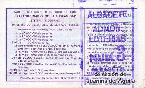 Reverso décimo de Lotería 1982 / 39