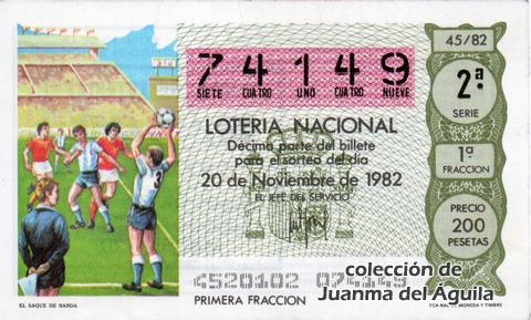 Décimo de Lotería Nacional de 1982 Sorteo 45 - EL SAQUE DE BANDA